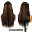 WOWANGEL Braune Highlights HD Lace 13x6 Full Frontal Perücke mit vorgezupftem Haaransatz
