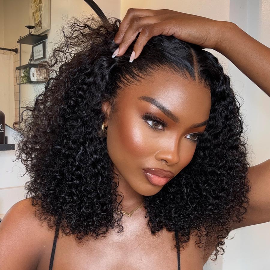 WOWANGEL Tight Curly Bob 13X6 Skinlike Real HD Lace Front Wig