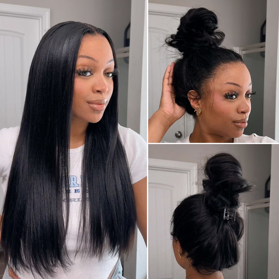 WOWANGEL Yaki Straight 360 Invisible Strap HD Lace Wig Clean Hairline