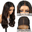 Clearance Deal | Brown Highlight 5X5 HD Lace Closure Wig Body Wave Wear & Go Wig