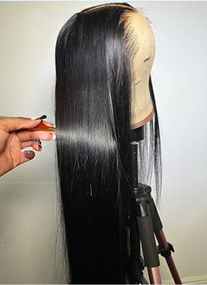 WOWANGEL Jet Black 13X6 Skinlike Real HD Lace Front Wig Silk Straight
