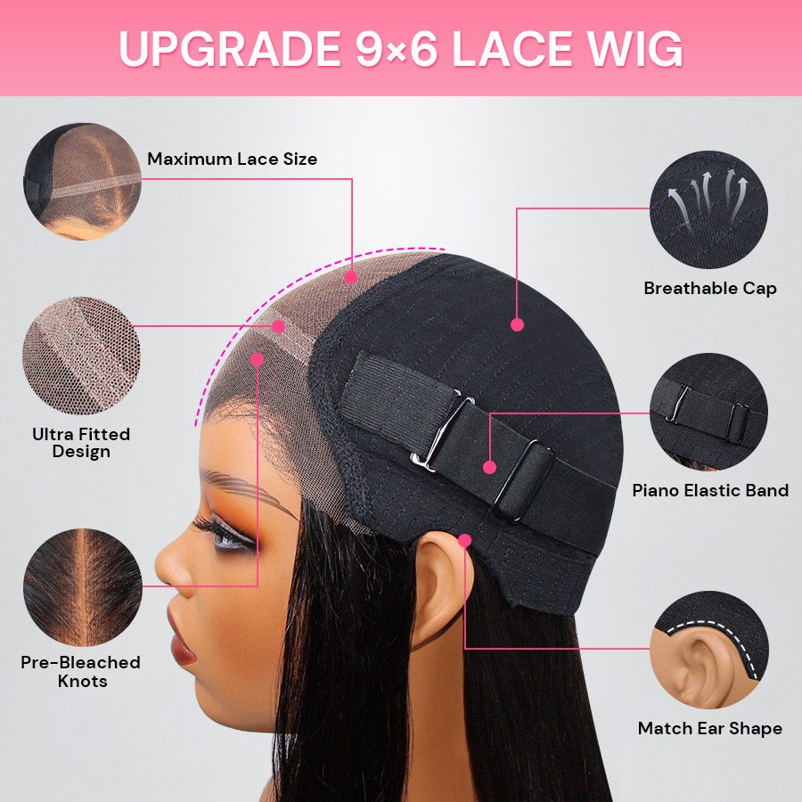 WOWANGEL Pre-Everything Straight 9X6 Wear Go Glueless Wig HD Lace Wigs