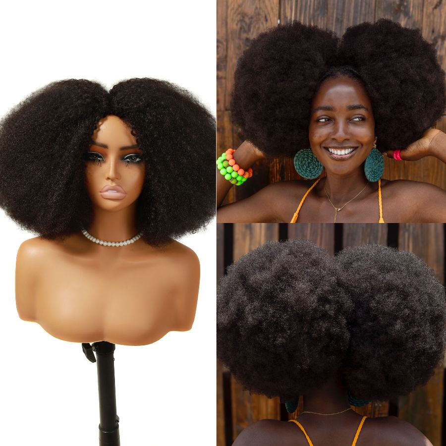 WOWANGEL Afro Puff Half Wig Fluffy Natural Seamless Flip Over Wigs Beginner Friendly
