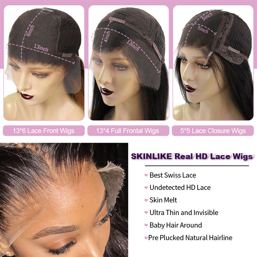 WOWANGEL 13x4 Skinlike Real HD Lace Front Wig Highlight Wig