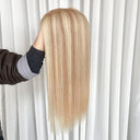 ARIA 613 Blonde Highlight Luxury Raw Hair 9X5 Lace Front Wigs Straight - wowangel
