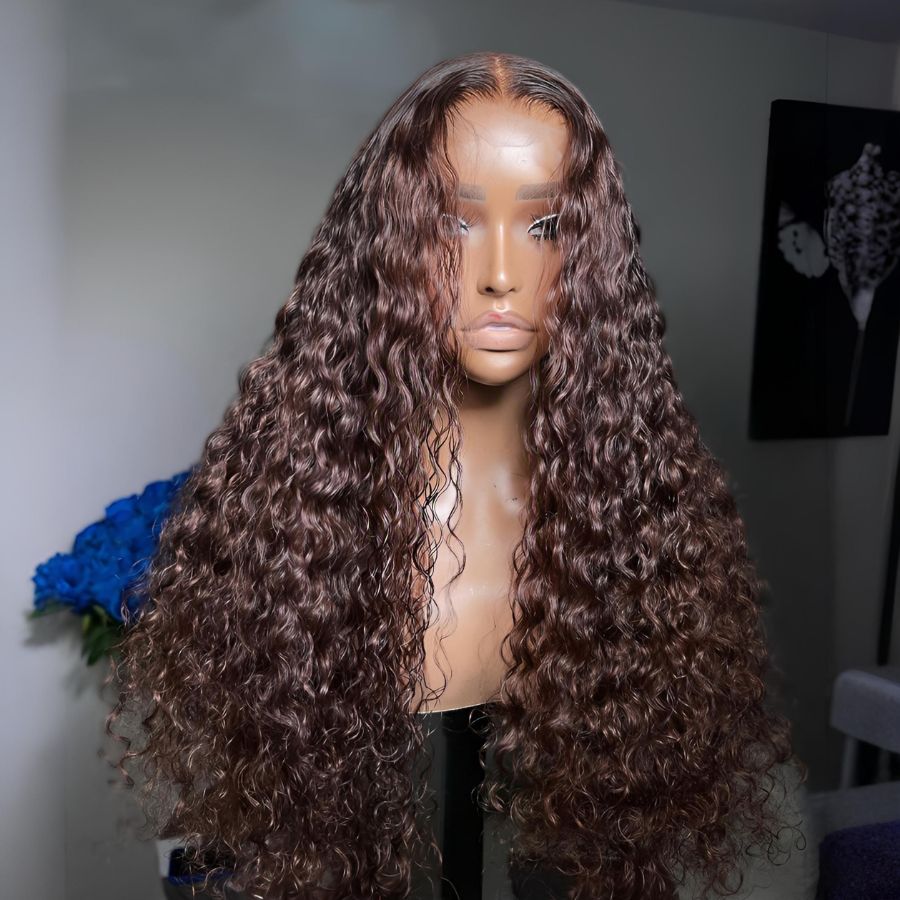 WOWANGEL Dark Brown 13x6 Skinlike Real HD Lace Front Wig Water Wave