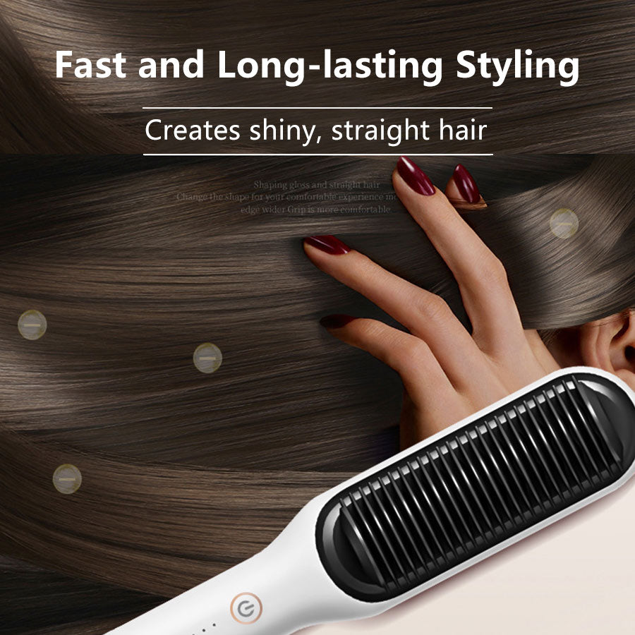 WOWANGEL Hair Straightener Brush, Heat Brush Straightener for Women | Flat Iron Comb