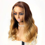 FLASH SALE | 18 Inches Body Wave Ombre 13x4 Full Frontal Skinlike HD Lace Wig - wowangel