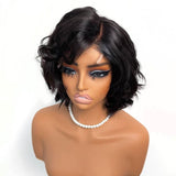 FLASH SALE | 8 Inches Natural Wave BOB 5X5 Wear&Go Skinlike Lace Wig Natural Black - wowangel