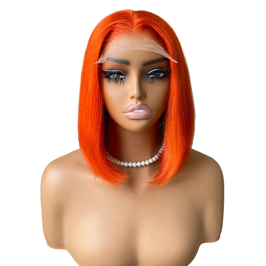 WOWANGEL Wear & Go Ginger Orange Bob Wig 5x5 Straight Glueless Wig