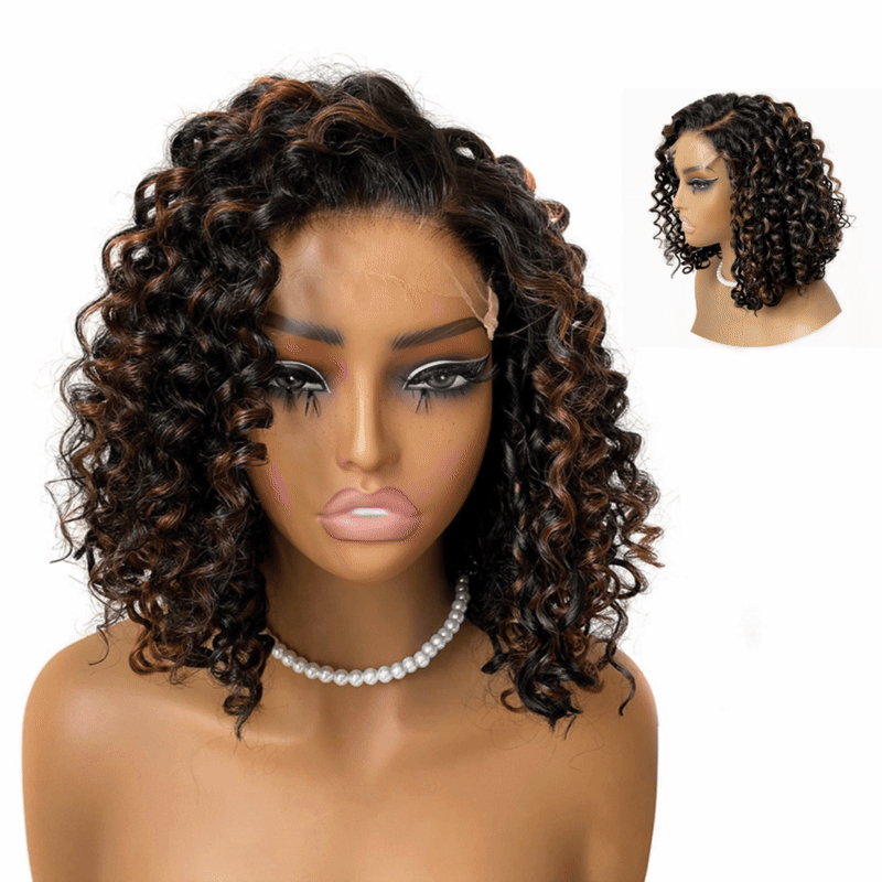 WOWANGEL Highlight Curly Wear & Go 5x5 HD Lace Closure BOB Wig