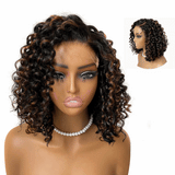 WOWANGEL HD Lace Closure BOB Wig in highlight curly style with natural hairline and pre-bleached knots for a realistic look.