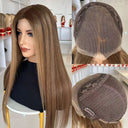 MILA Chestnut Brown Highlight Luxury Raw Hair 9X5 Lace Front Wigs Straight - wowangel