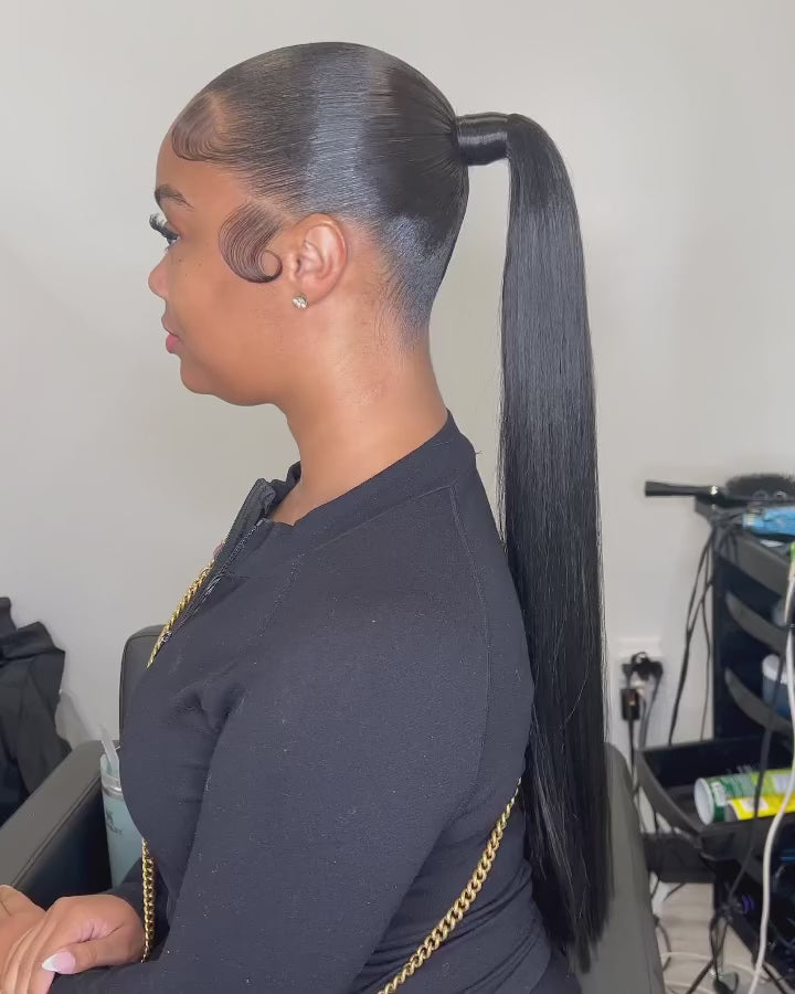 Side view of model with WOWANGEL ponytail extension