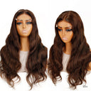 UK Shipping | 4 Brown 250% Density Skinlike Real HD Lace Closure Wig 5X5 Glueless Wig - wowangel