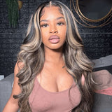 UK Shipping | Highlight Color 13x6 Skinlike Real HD Lace Front Wig 250% Density - wowangel
