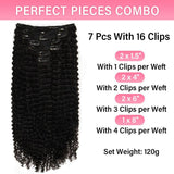 USA Shipping | Kinky Curly Classic Lace Weft Clip Ins Hair Extensions - wowangel