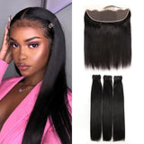 WOWANGEL 13x4 Skinlike Real HD Lace Frontal with 3 Bundles Straight - wowangel
