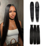 WOWANGEL 2x6 Skinlike Real HD Lace Closure with 3 Bundles Straight - wowangel