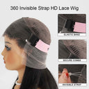 WOWANGEL 360 Invisible Strap HD Lace Wig Body Wave Pre Plucked Clean Hairline - wowangel