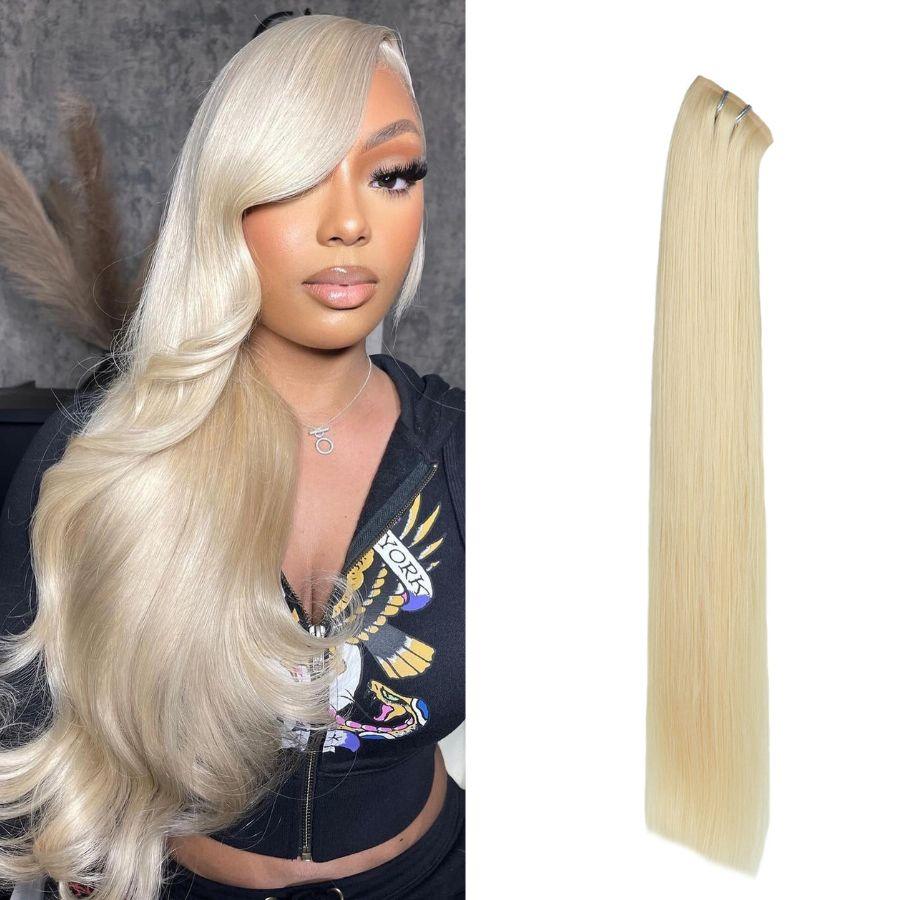 WOWANGEL 613 Blonde Seamless Clip Ins Hair Extensions Straight - wowangel