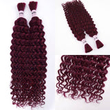 WOWANGEL 99J Burgundy Color Bulk Human Hair for Braiding Deep Wave 100g - wowangel