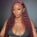 WOWANGEL 99J Burgundy Pre Everything 13X6 Lace Front Wigs Curly Hair - wowangel