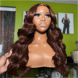 WOWANGEL 9X6 Wear Go Glueless Wig Dark Reddish Brown HD Lace Wigs Body Wave - wowangel