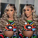 WOWANGEL Ash To Grey Colored Skinlike Real HD Lace 13X6 Lace Front Wig Loose Wave - wowangel