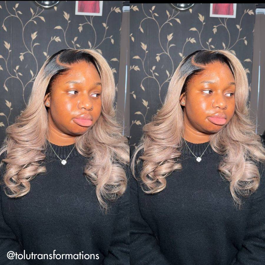 WOWANGEL Ash To Grey Colored Skinlike Real HD Lace 13X6 Lace Front Wig Loose Wave - wowangel