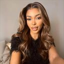 WOWANGEL Blonde Highlight HD Lace 13X6 Full Frontal Wig Body Wave Pre Plucked Hairline - wowangel
