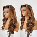 WOWANGEL Blonde Highlight HD Lace 13X6 Full Frontal Wig Body Wave Pre Plucked Hairline - wowangel