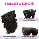 WOWANGEL Body Wave Seamless Clip Ins Hair Extensions Natural Black - wowangel