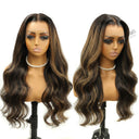 WOWANGEL Brown Highlight HD Lace 13X6 Full Frontal Wig Body Wave Pre Plucked Hairline - wowangel