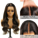 WOWANGEL Brown Highlight HD Lace 13X6 Full Frontal Wig Body Wave Pre Plucked Hairline - wowangel