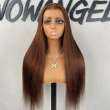 WOWANGEL Chestnut Brown Color 13X6 Skinlike Real HD Lace Front Wigs - wowangel