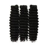 WOWANGEL Deep Wave Raw Hair Bundles Deal 3pcs 100% Human Virgin Hair Weaves - wowangel