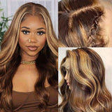 WOWANGEL Highlight Color 13x6 Skinlike Real HD Lace Front Wig Body Wave - wowangel