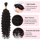 WOWANGEL Human Braiding Hair For Boho Braids Jet Black Deep Wave 100g - wowangel
