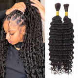 WOWANGEL Human Braiding Hair For Boho Braids Nature Black Deep Wave 100g - wowangel