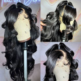 WOWANGEL Jet Black 13X6 HD Lace Full Frontal Wig Clean Hairline Body Wave - wowangel