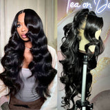 WOWANGEL Jet Black 13X6 HD Lace Full Frontal Wig Clean Hairline Body Wave - wowangel