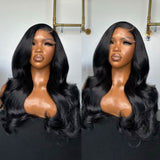 WOWANGEL Jet Black 6x6 Skinlike Real HD Lace Closure Wig Body Wave Glueless Wig - wowangel