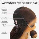 WOWANGEL Jet Black 6x6 Skinlike Real HD Lace Closure Wig Body Wave Glueless Wig - wowangel