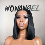 WOWANGEL Jet Black Bob Wig Wear & Go 5x5 Straight HD Lace Closure Wig - wowangel