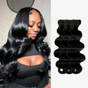 WOWANGEL Jet Black Hair Bundles Deal 3pcs Body Wave 100% Human Hair Weaves - wowangel