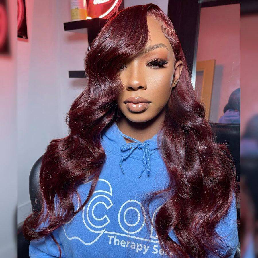 WOWANGEL Pre Everything 99J Burgundy 13X6 Lace Front Wigs Pre Max Wig - wowangel