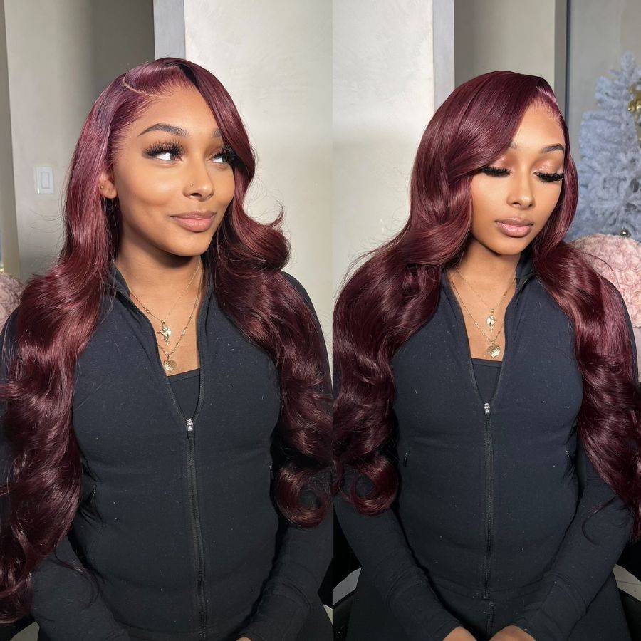 WOWANGEL Pre Everything 99J Burgundy 13X6 Lace Front Wigs Pre Max Wig - wowangel