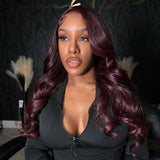 WOWANGEL Pre Everything 99J Burgundy 13X6 Lace Front Wigs Pre Max Wig - wowangel