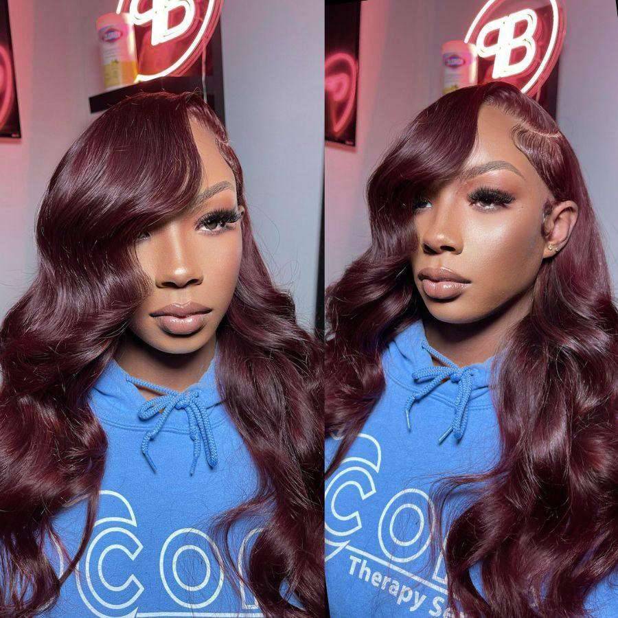 WOWANGEL Pre Everything 99J Burgundy 13X6 Lace Front Wigs Pre Max Wig - wowangel